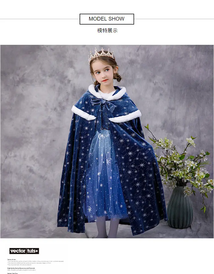 Carefully Selected Frozen Cape and Cloak with Vest, Elsa Princess Style, Autumn and Winter Children's Tie-On Warm Outerwear for Older Kids — feature 24