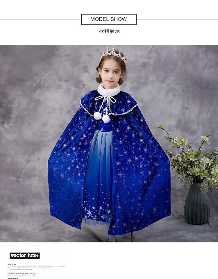 Carefully Selected Frozen Cape and Cloak with Vest, Elsa Princess Style, Autumn and Winter Children's Tie-On Warm Outerwear for Older Kids — feature 40