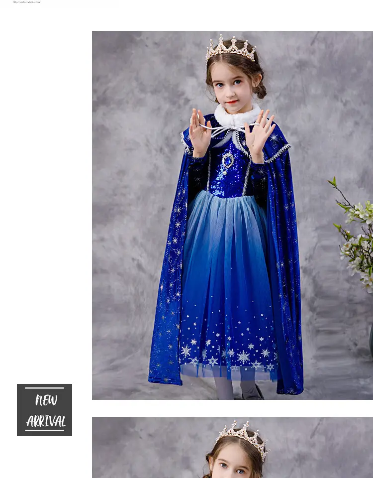 Carefully Selected Frozen Cape and Cloak with Vest, Elsa Princess Style, Autumn and Winter Children's Tie-On Warm Outerwear for Older Kids — feature 41