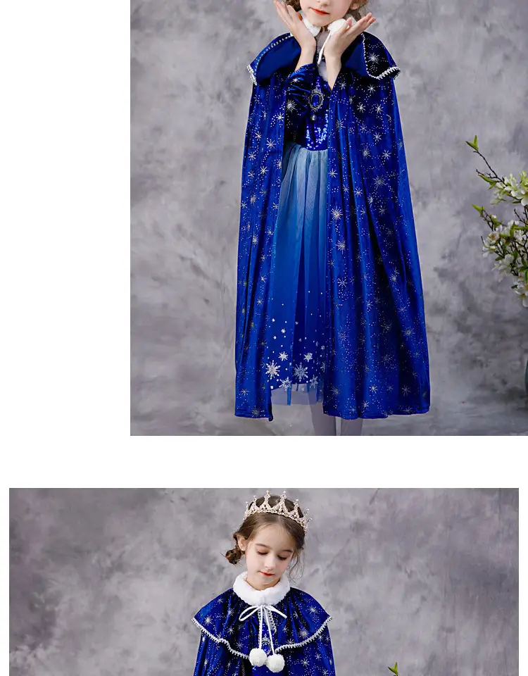 Carefully Selected Frozen Cape and Cloak with Vest, Elsa Princess Style, Autumn and Winter Children's Tie-On Warm Outerwear for Older Kids — feature 42