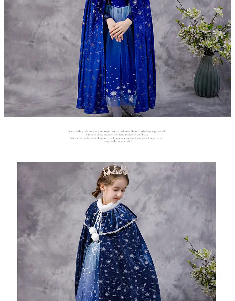 Carefully Selected Frozen Cape and Cloak with Vest, Elsa Princess Style, Autumn and Winter Children's Tie-On Warm Outerwear for Older Kids — feature 43