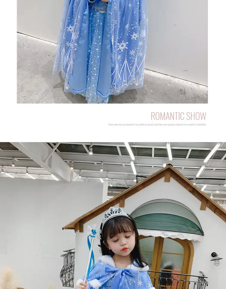 Carefully Selected Frozen Cape and Cloak with Vest, Elsa Princess Style, Autumn and Winter Children's Tie-On Warm Outerwear for Older Kids — feature 8