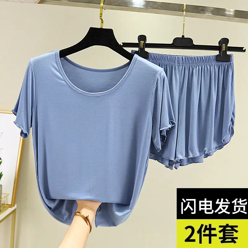 2024 Summer Blue Modal Cotton Women's 2-Piece Set - Image 12