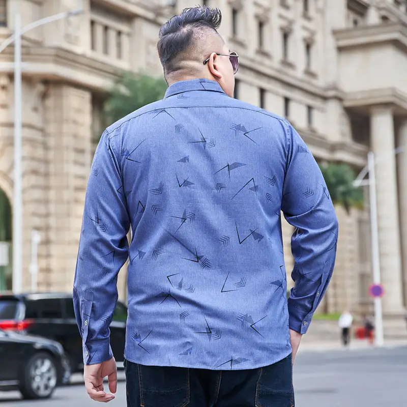 Men's 2021 Blue Denim Long Sleeve Shirt Extra Large