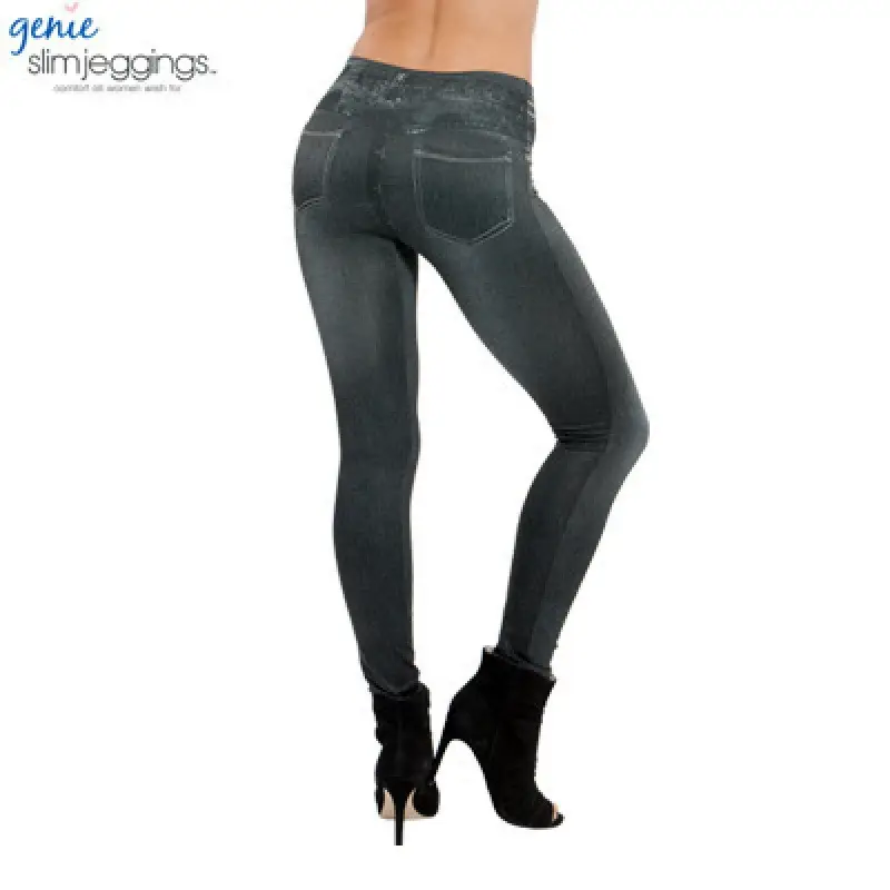 Women's Blue Fake Pocket Fleece Lined Leggings