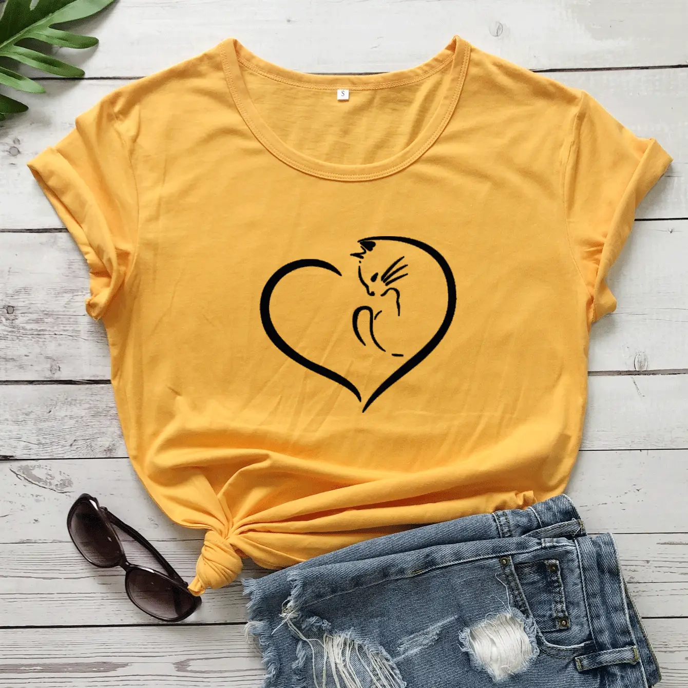 Heart Curled Sleeping Cat T-Shirt Maroon Short Sleeve - Image 5