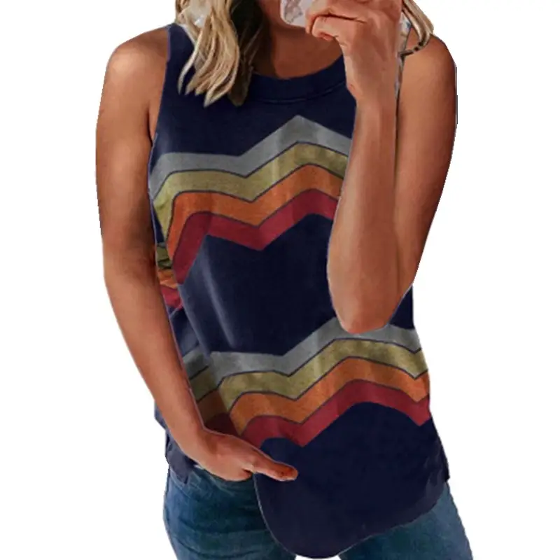 Women's Rainbow Striped Crew Neck T-Shirt 2021