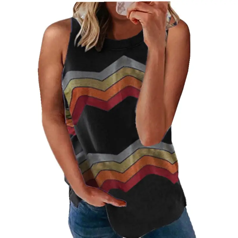 Women's Rainbow Striped Crew Neck T-Shirt 2021