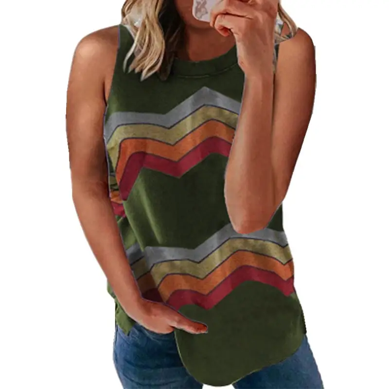 Women's Rainbow Striped Crew Neck T-Shirt 2021