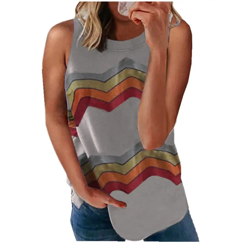 Women's Rainbow Striped Crew Neck T-Shirt 2021
