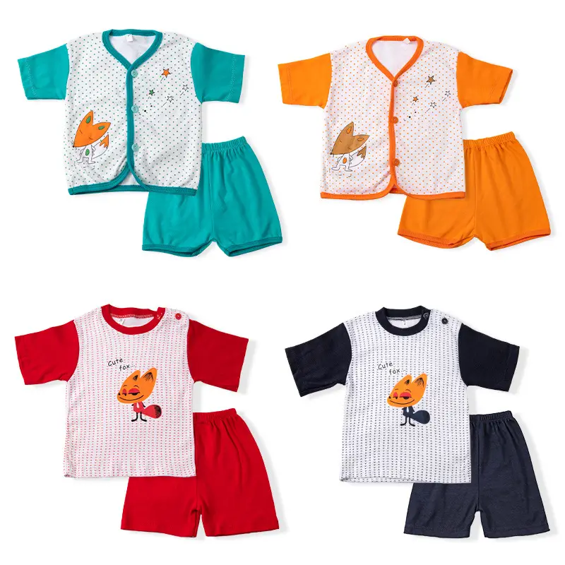 Newborn Baby T-Shirt Shorts Set Orange White Cotton 0-12M - Image 6