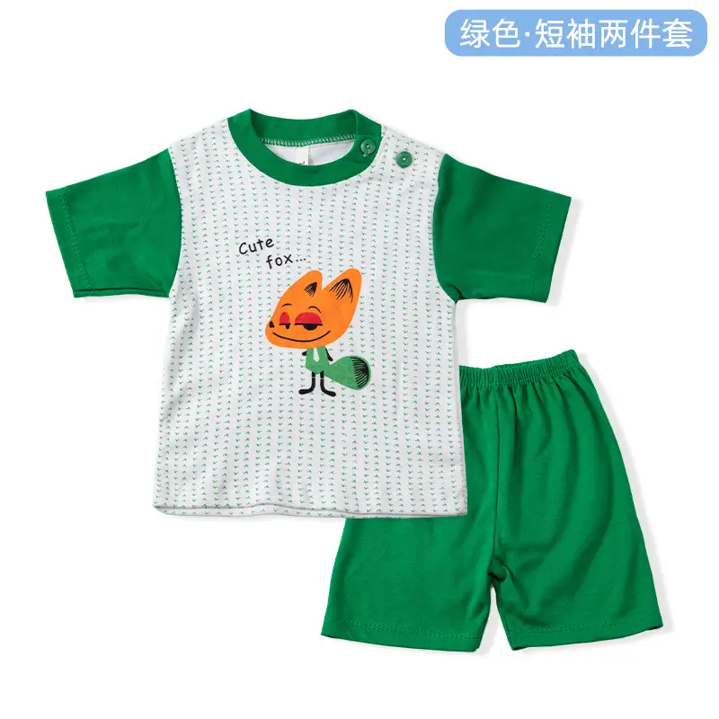 Newborn Baby T-Shirt Shorts Set Orange White Cotton 0-12M - Image 2
