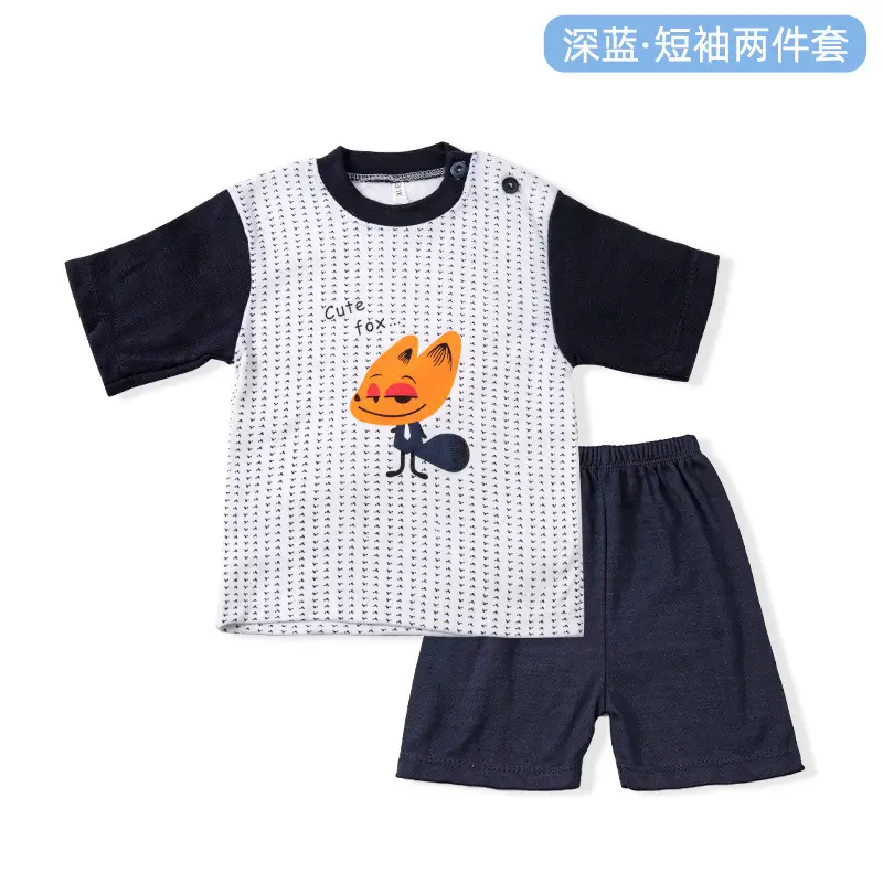 Newborn Baby T-Shirt Shorts Set Orange White Cotton 0-12M - Image 3