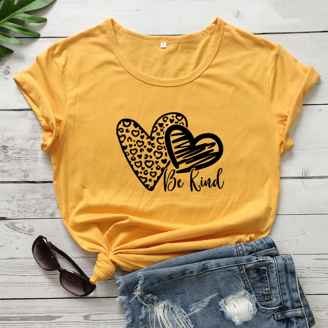 Be Kind Heart Print T-Shirt Navy Blue Short Sleeve - Image 5