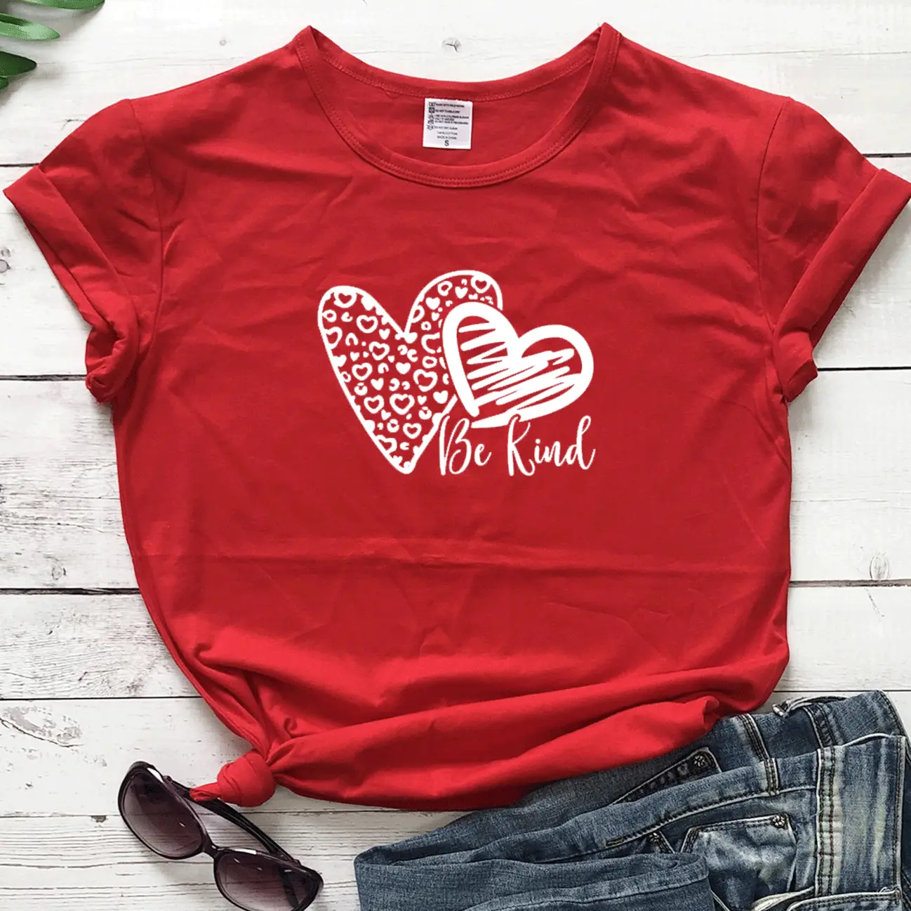 Be Kind Heart Print T-Shirt Navy Blue Short Sleeve - Image 8