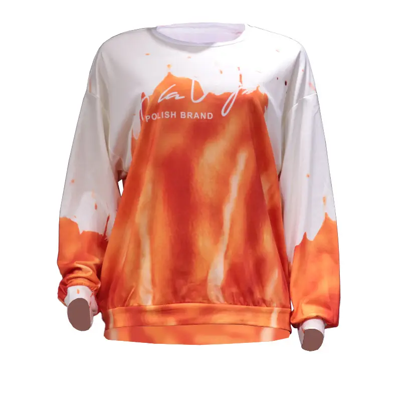 Women Printed Long Sleeve T-Shirt Pink White - Image 5