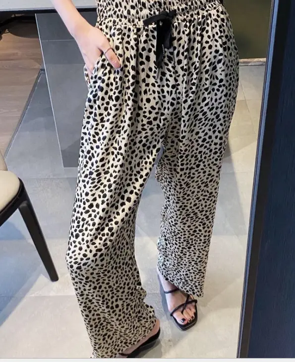 Leopard Print Wide Leg Pants Women 2022 Summer - Image 3