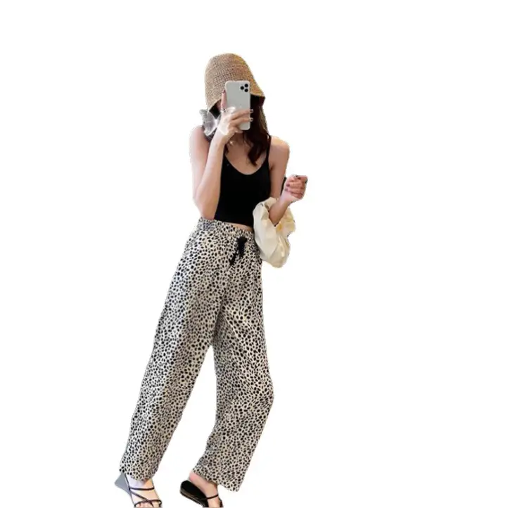 Leopard Print Wide Leg Pants Women 2022 Summer - Image 6