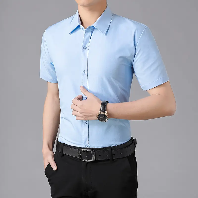 Men's Red Short Sleeve Slim Fit Shirt - Image 7
