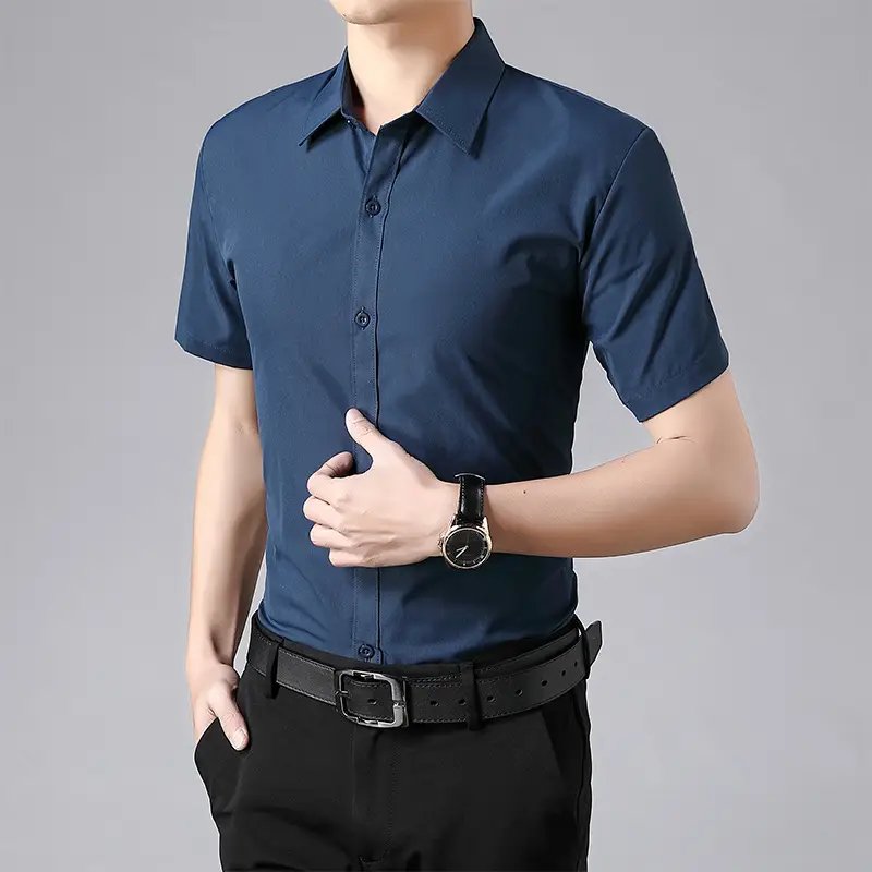 Men's Red Short Sleeve Slim Fit Shirt - Image 9