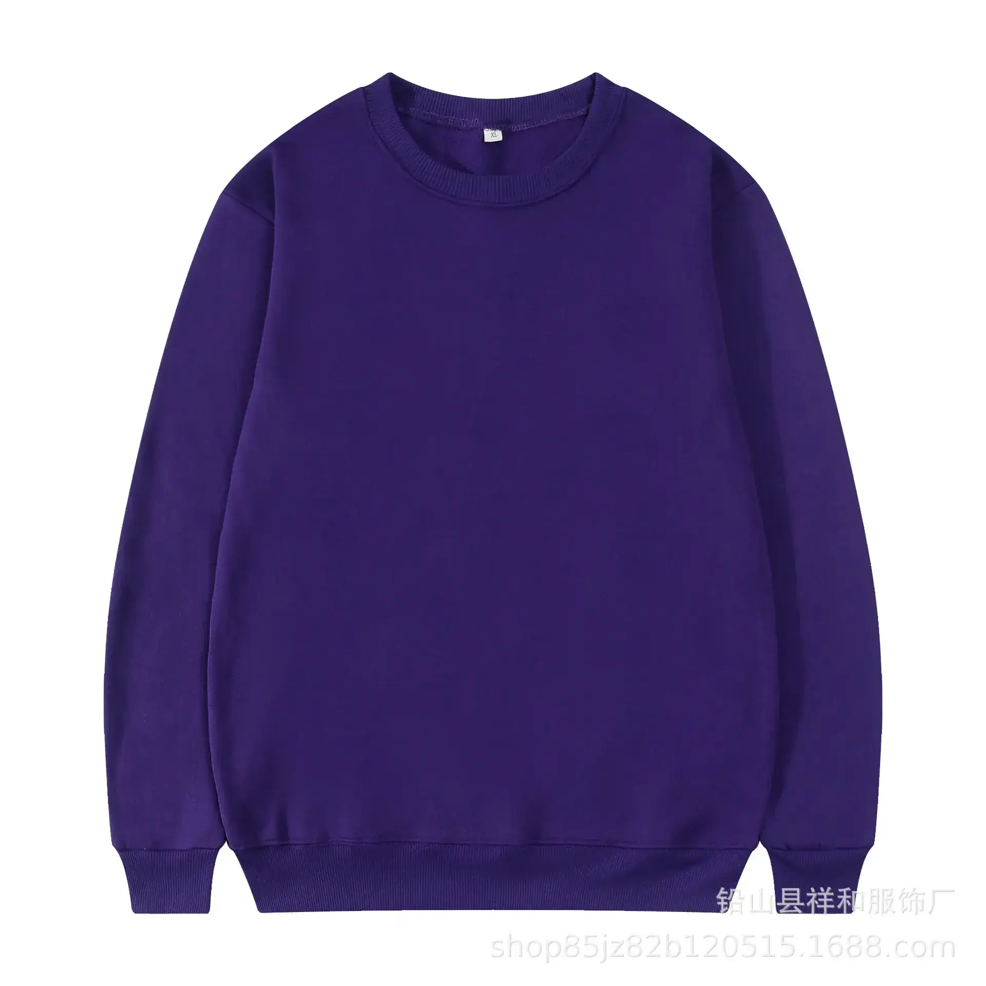 Blue Crewneck Sweatshirt Unisex Fleece Loose Fit - Image 12