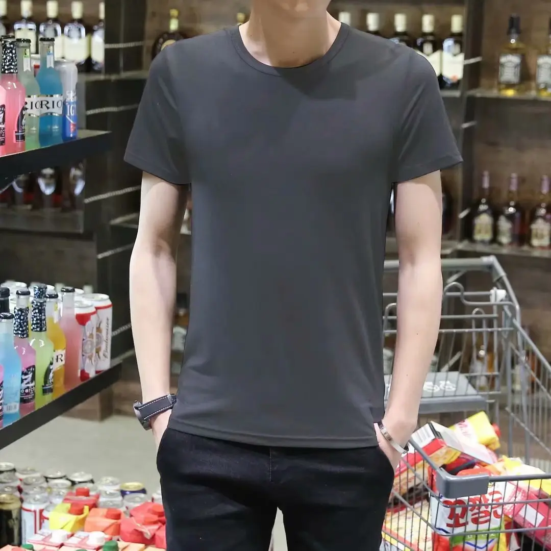 Men V-Neck Slim Fit T-Shirt Yellow - Image 10