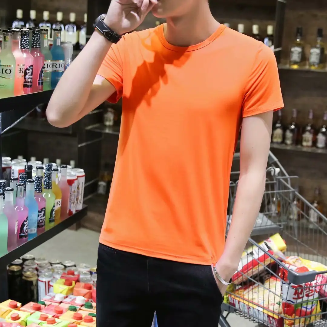Men V-Neck Slim Fit T-Shirt Yellow - Image 3