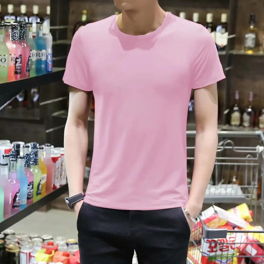 Men V-Neck Slim Fit T-Shirt Yellow - Image 8