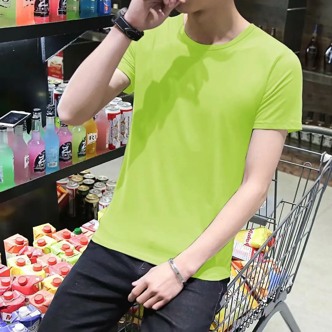 Men V-Neck Slim Fit T-Shirt Yellow - Image 9