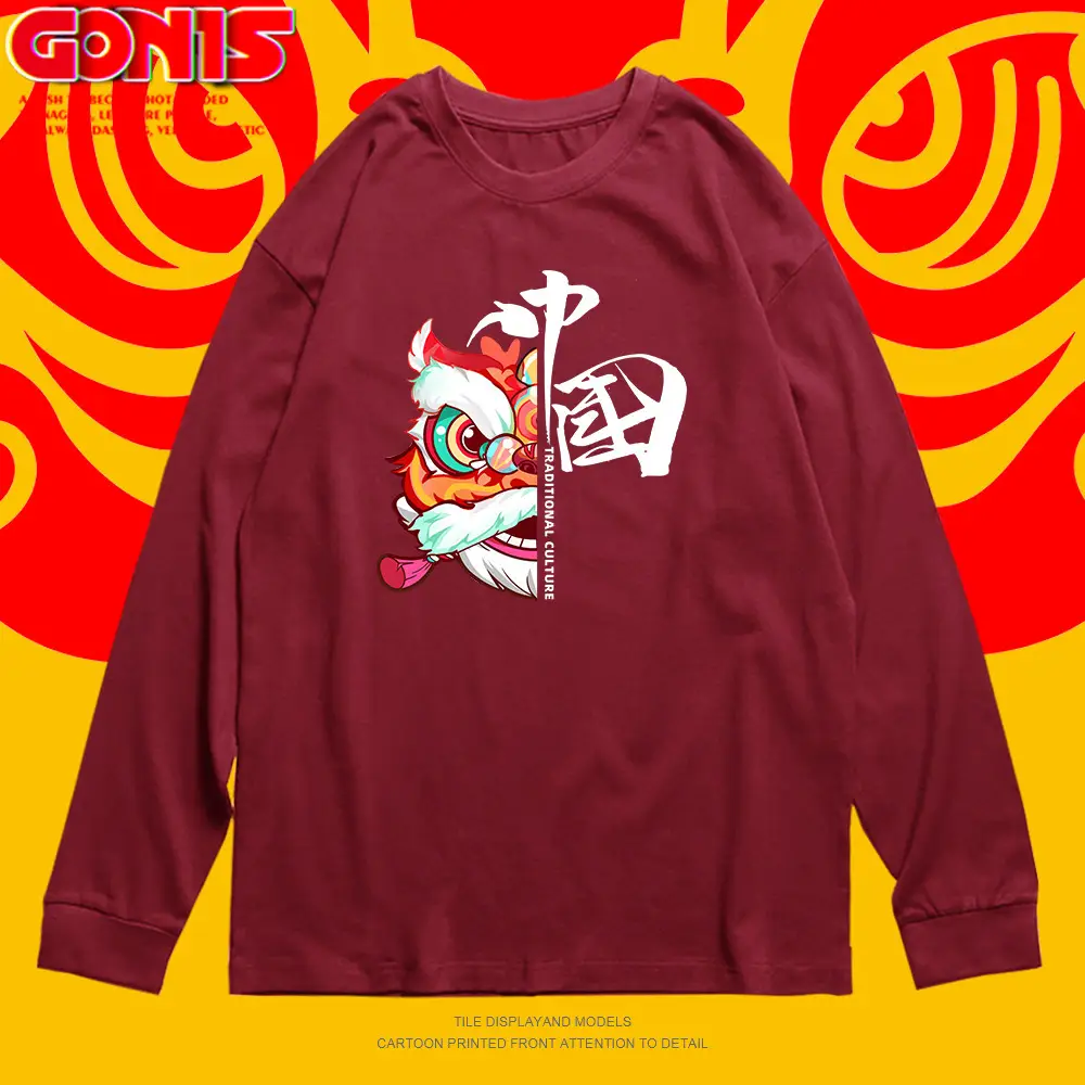 Men Chinese National Red Long Sleeve T-Shirt - Image 10
