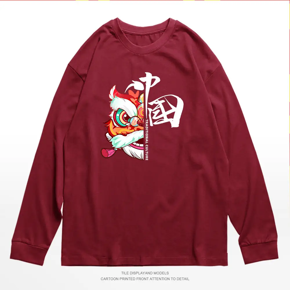 Men Chinese National Red Long Sleeve T-Shirt - Image 4