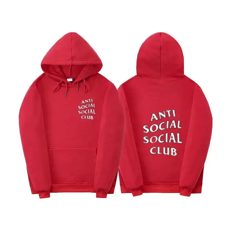 Anti Social Club Hoodie Orange Velvet 2021 - Image 3