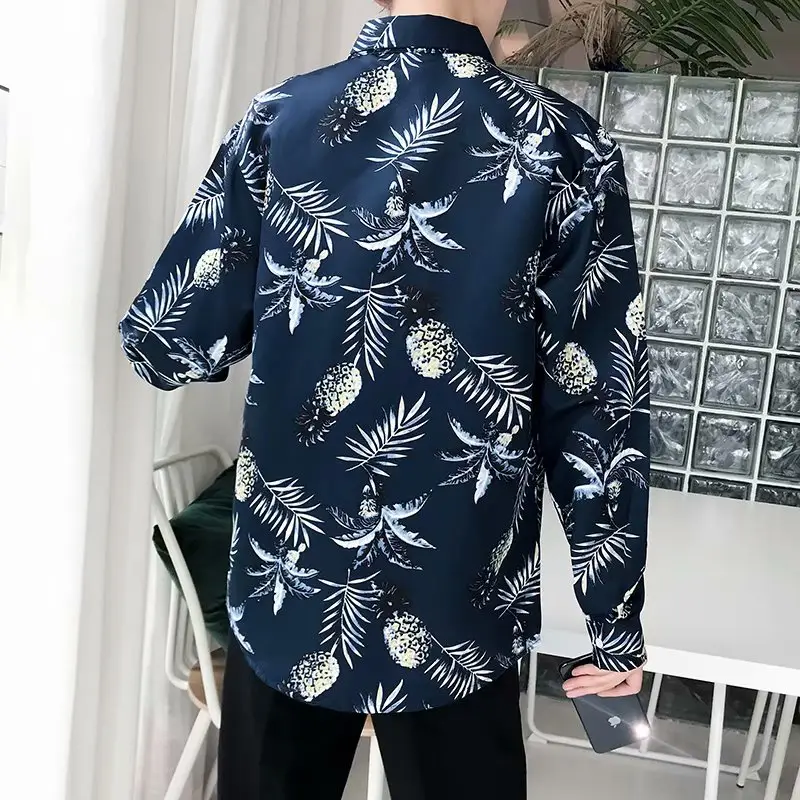 Men's Yellow Floral Long Sleeve Beach Shirt