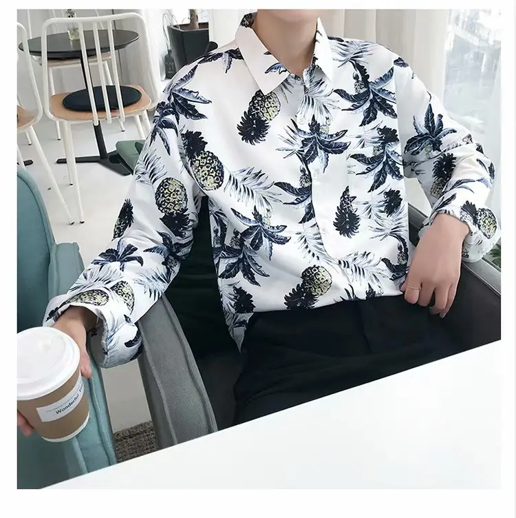 Men's Yellow Floral Long Sleeve Beach Shirt — feature 10