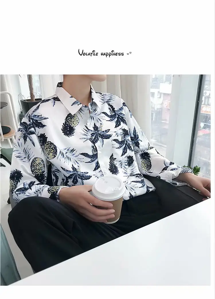Men's Yellow Floral Long Sleeve Beach Shirt — feature 11