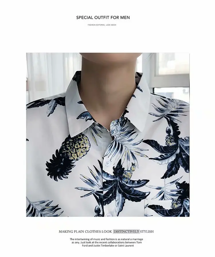 Men's Yellow Floral Long Sleeve Beach Shirt — feature 18