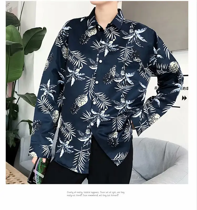 Men's Yellow Floral Long Sleeve Beach Shirt — feature 5