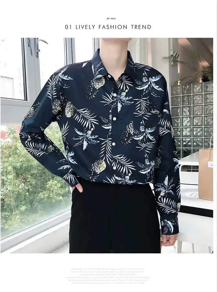 Men's Yellow Floral Long Sleeve Beach Shirt — feature 7