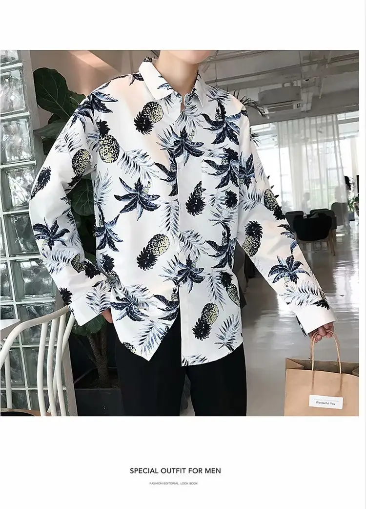 Men's Yellow Floral Long Sleeve Beach Shirt — feature 8