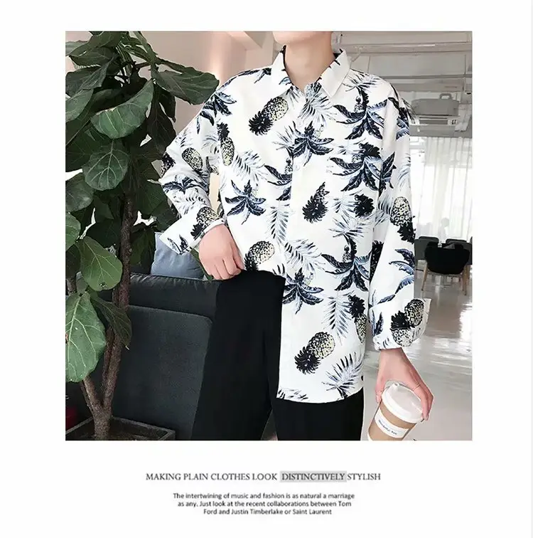 Men's Yellow Floral Long Sleeve Beach Shirt — feature 9