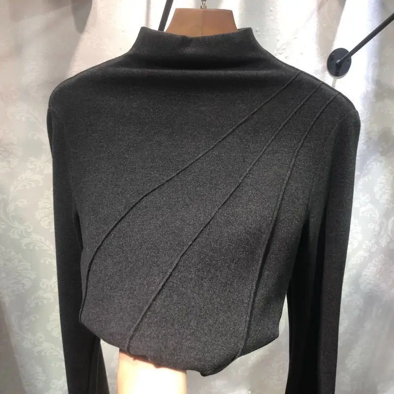 Women Half Turtleneck Velvet Shirt Autumn Winter 2025 - Image 7