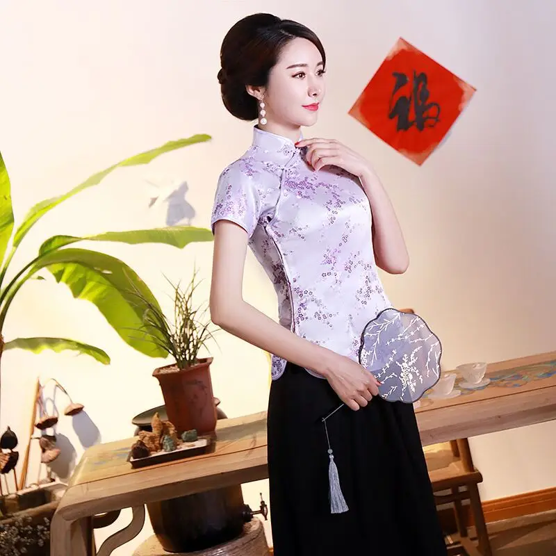 Red Printed Cheongsam Top for Women - Image 10