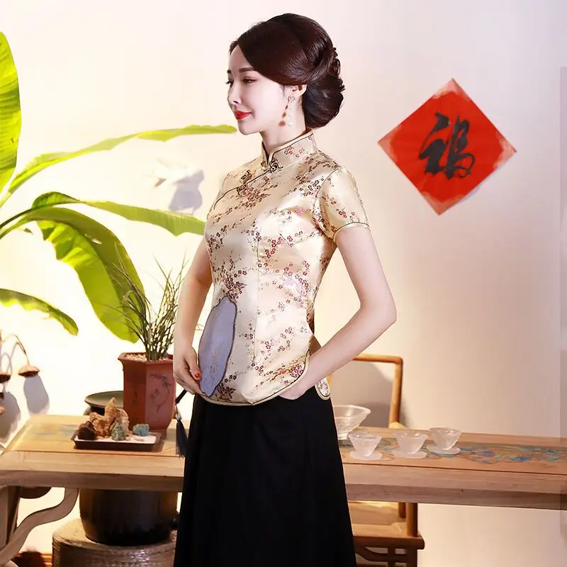 Red Printed Cheongsam Top for Women - Image 12