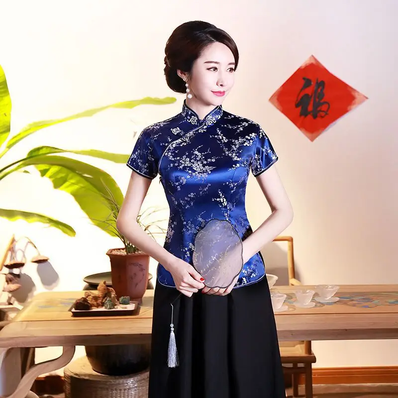 Red Printed Cheongsam Top for Women - Image 14