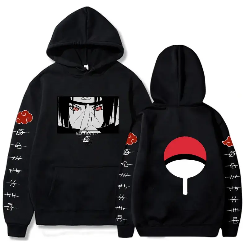 Naruto Sasuke Printed Black Hoodie for Men Women - Image 11