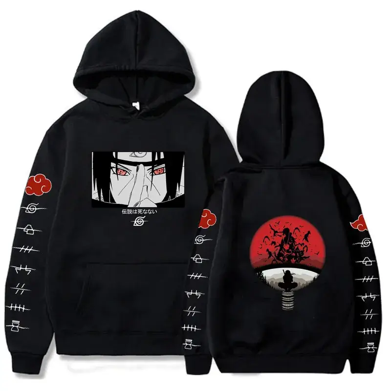 Naruto Sasuke Printed Black Hoodie for Men Women - Image 13