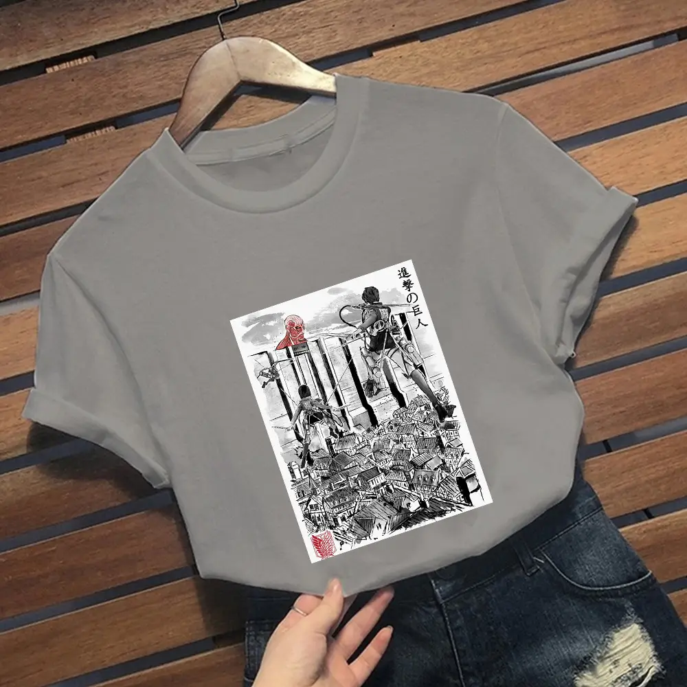 Cross-Brand Attack on Titan T-Shirt for Men Gray