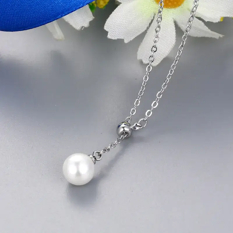 Women's Adjustable Pearl Necklace Gold Tone