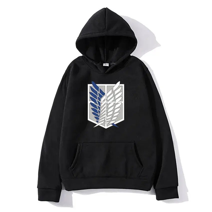 Black Japanese Anime Attack on Titan Hooded Sweatshirt