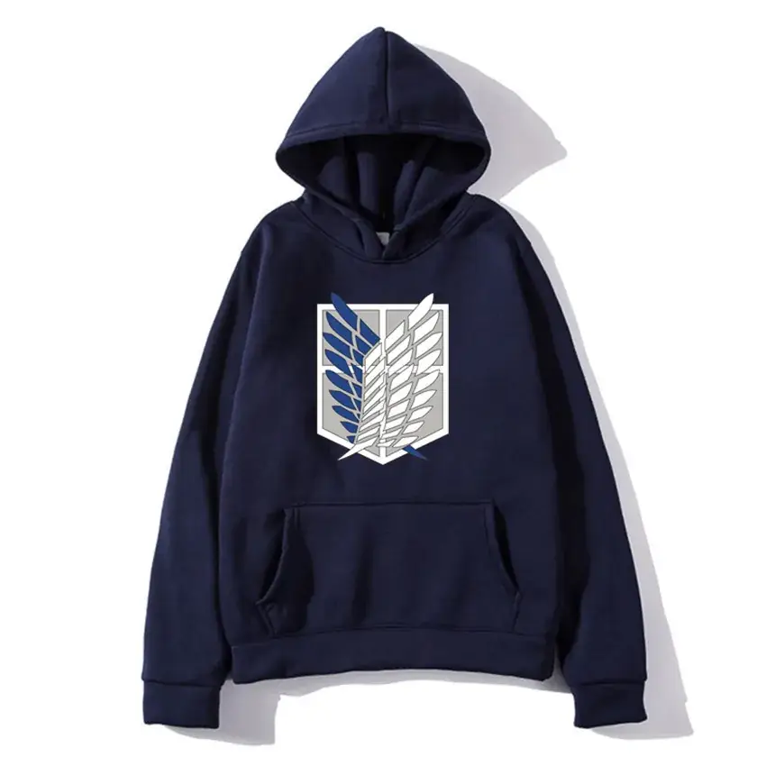 Black Japanese Anime Attack on Titan Hooded Sweatshirt